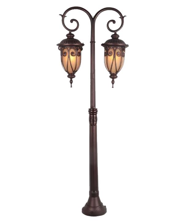 1,4 m Wisteria Garden Street Post Lamp Luar Bronze 2 Head Street Post Lamp untuk Hukum Garden